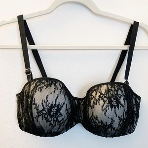 H&M Black Lace Convertible Push Up Balconette Bra